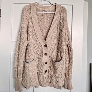 Free People Movement Montana Cable Cardi Color Tea Beige Size Medium
